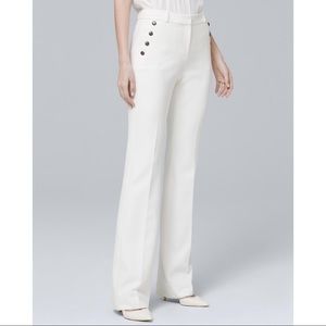 WHBM high waisted, ivory flare trousers